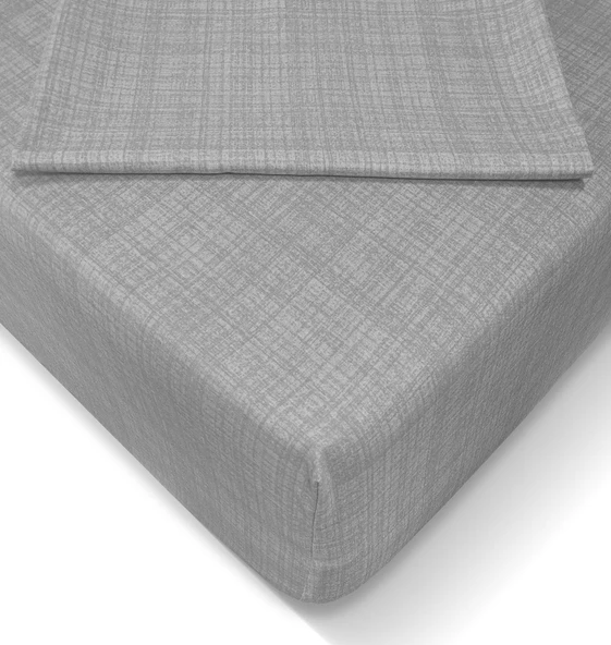Özlü Fitted Lastikli Çift Kişilik Çarşaf Seti (160x200)-Gri ürün görseli 1