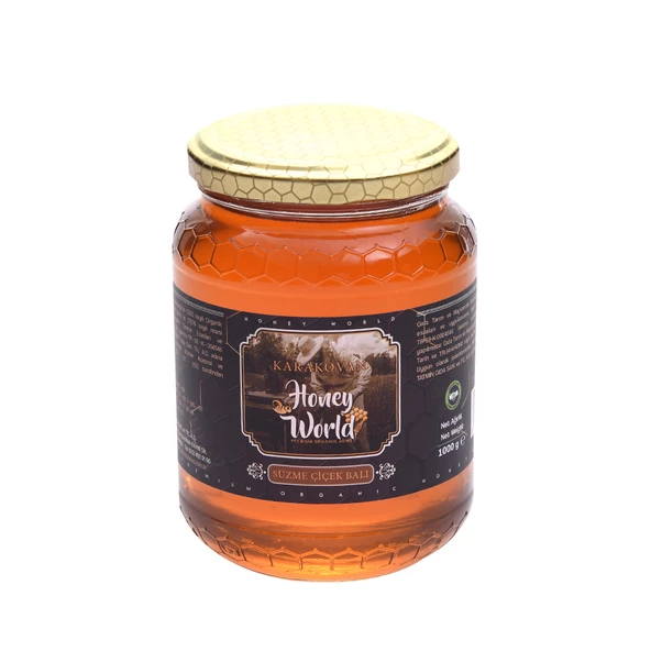 Honey World Organik Süzme Karakovan Balı 1000 Gr Cam Kavanoz ürün görseli 1