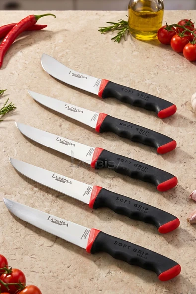 Lazbisa Soft Grip Mutfak Bıçak Seti Et Ekmek Sebze Bıçağı 5 Li Set Günlük Kullanım ( Mtf-784 ) ürün görseli 1