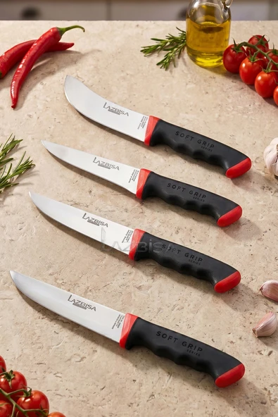 Lazbisa Soft Grip Mutfak Bıçak Seti Et Ekmek Sebze Bıçağı 4 Lü Set Günlük Kullanım ( Mtf-756 ) ürün görseli 1