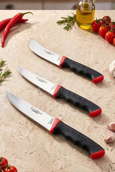 Lazbisa Soft Grip Mutfak Bıçak Seti Et Ekmek Sebze Bıçağı 3 Lü Set Günlük Kullanım ( Mtf-051 ) ürün görseli 1