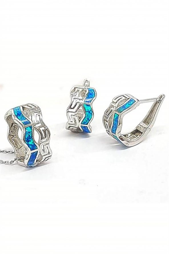 İtalyantasarmı Opal Taşlı  Kupe Kolye Takiseti ürün görseli 1