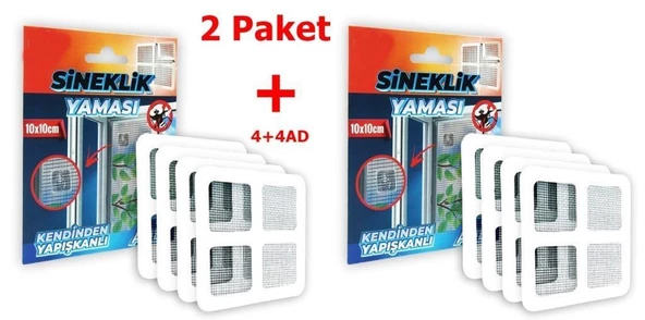 Sineklik Yaması Sineklik Tamir Bantı Kendinden Yapışkanlı 10x10cm 4Ad X2 Paket ürün görseli 1