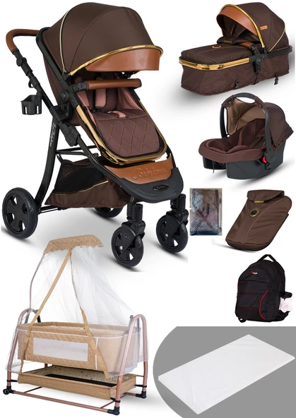 Yeni Doğan Set 8 İn 1 Baby Home 985 Travel Sistem Bebek Arabası Ve 505 Bebek Sepeti Sepet Anne Yanı Beşik ürün görseli 1