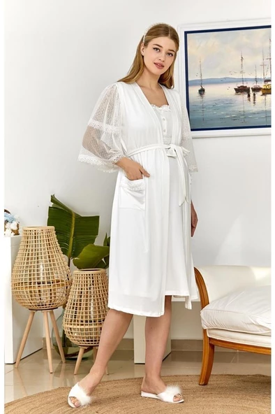 Cossy By Aqua 22509 Brodeli Lohusa Sabahlık ürün görseli 1
