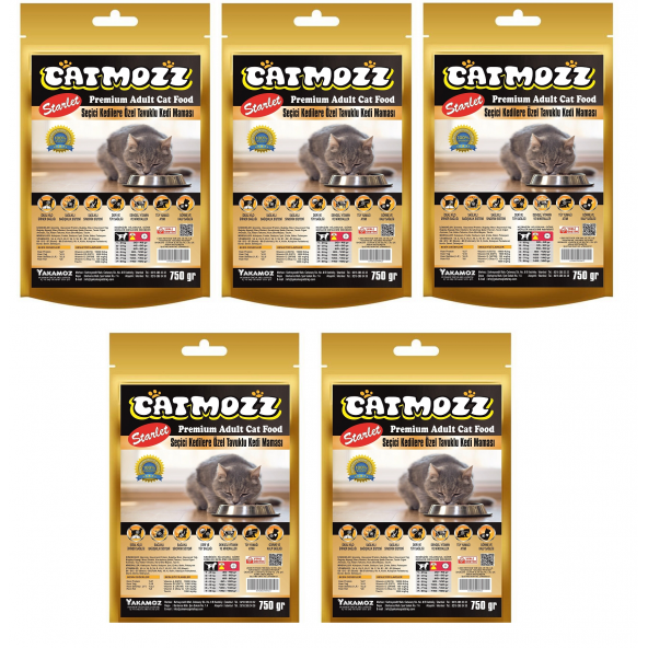 CatMozz Starlet Tavuklu Seçiçi Kedilere Özel Tavuklu Yetişkin Kedi Maması 750 gr x 5 Adet ürün görseli 1