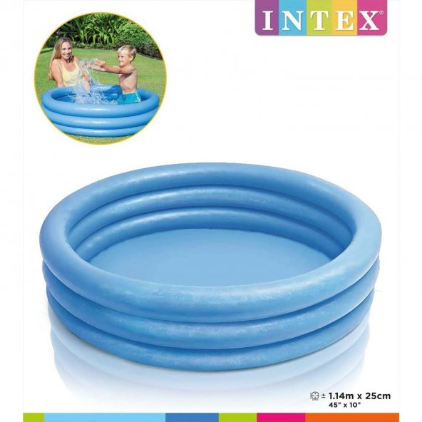 İntex 3 Boğumlu Kristal Mavi Havuz 114x25 Cm - Bebek Havuzu - Çocuk Havuzu ürün görseli 1