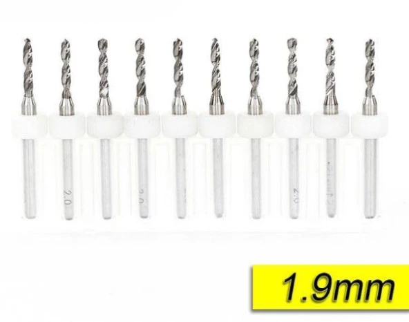 PCB Mikro Karbür CNC Matkap Ucu 10lu Set 1,90mm Tungsten 18 Shank ürün görseli 1