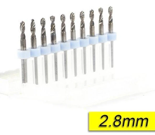 PCB Mikro Karbür CNC Matkap Ucu 10lu Set 2,80mm Tungsten 18 Shank ürün görseli 1