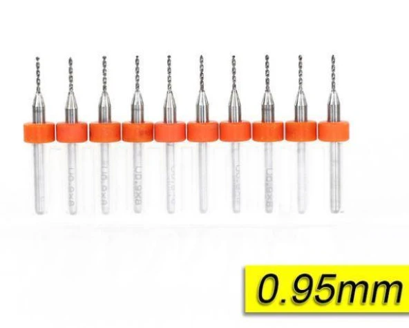 PCB Mikro Karbür CNC Matkap Ucu 10lu Set 0,95mm Tungsten 18 Shank ürün görseli 1