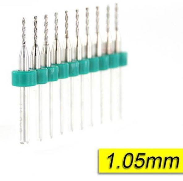 PCB Mikro Karbür CNC Matkap Ucu 10lu Set 1,05mm Tungsten 18 Shank ürün görseli 1