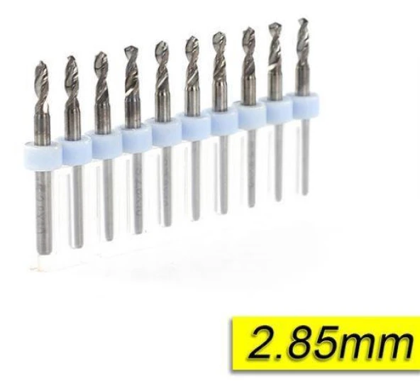 PCB Mikro Karbür CNC Matkap Ucu 10lu Set 2,85mm Tungsten 18 Shank ürün görseli 1