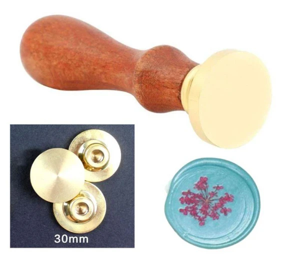 Mührü Mumu Damga 45mm Yuvarlak Boş Bakır Kafa + Gül Ağacı Sap ürün görseli 1