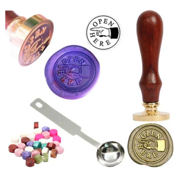 Mektup Damga Mühürü Open Here + 30 Mühür Mumu + Eritme Kaşığı ürün görseli 1