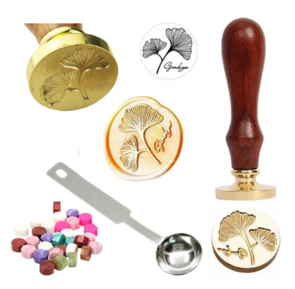 Mektup Damga Mühürü Gingko + 30 Mühür Mumu + Eritme Kaşığı ürün görseli 1