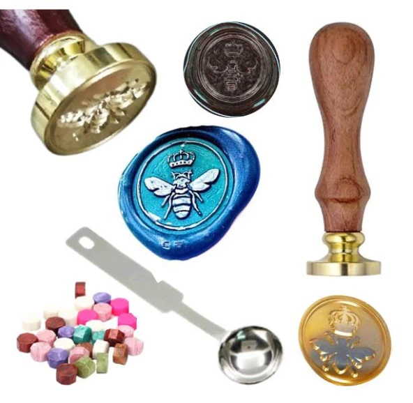Mektup Damga Mühürü Taç & Arı + 30 Mühür Mumu + Eritme Kaşığı ürün görseli 1