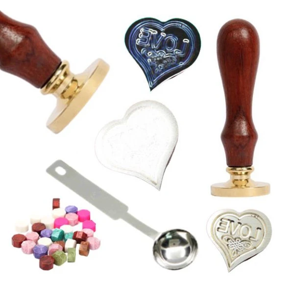 Mektup Damga Mühürü Love Kalp + 30 Mühür Mumu + Eritme Kaşığı ürün görseli 1