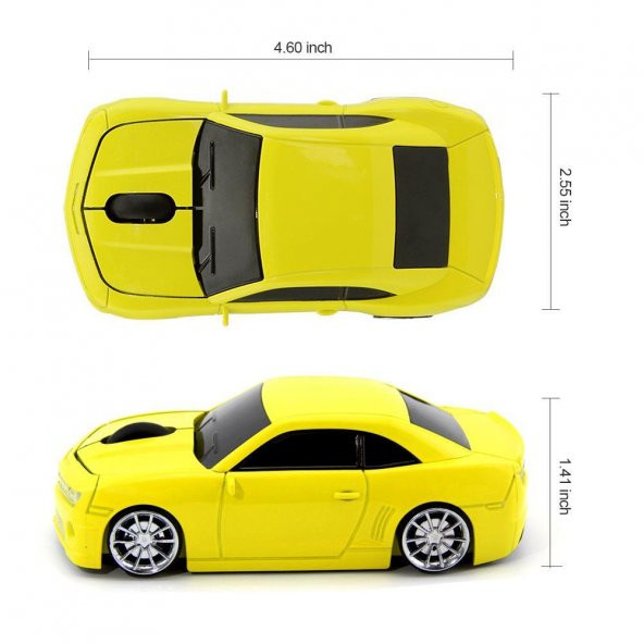 Optik Mouse 2.4GHz Ergonomik Kablosuz Chevi Bumblebee Araba Şeklinde - Resim 7