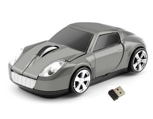 Optik Mouse 2.4GHz Ergonomik Kablosuz Porsche Spor Gri Araba Şeklinde ürün görseli 1