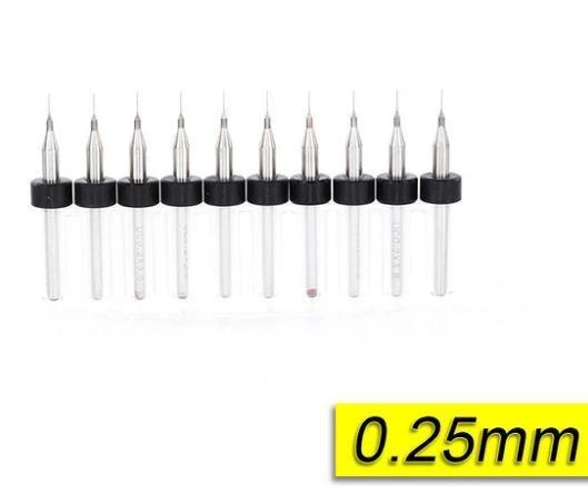 PCB Mikro Karbür CNC Matkap Ucu 10lu Set 0,25mm Tungsten 18 Shank ürün görseli 1