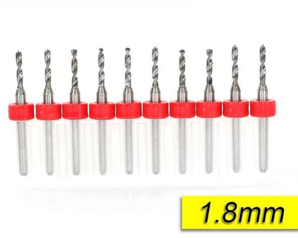 PCB Mikro Karbür CNC Matkap Ucu 10lu Set 1,80mm Tungsten 18 Shank ürün görseli 1