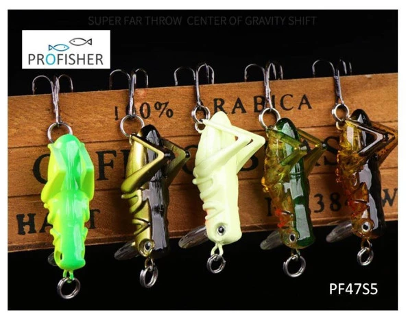 PROFISHER 5 Renk Set 1 Kanca Sahte Yem 3 gr 4 cm Grasshopper ürün görseli 1