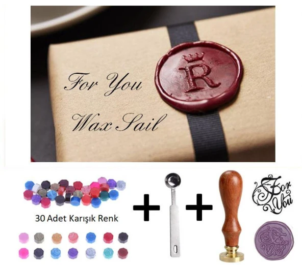 Retro Mektup Mühürü Damga For You + 30 Adet Mühür Mumu + Eritme Kaşığı ürün görseli 1