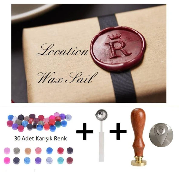 Retro Mektup Mühürü Damga Location + 30 Adet Mühür Mumu + Eritme Kaşığı ürün görseli 1