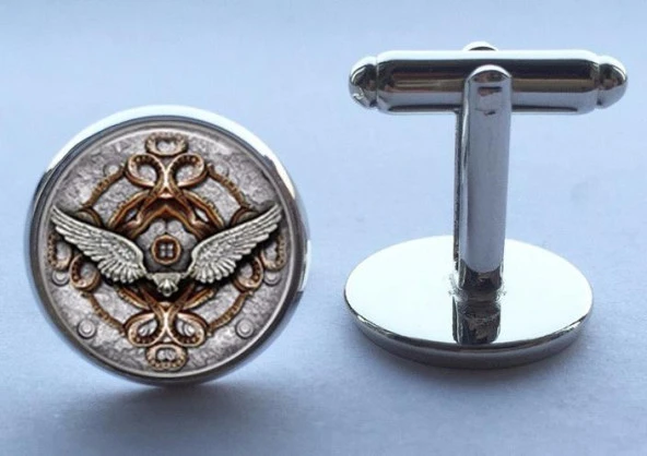 Kol Düğmesi Cam Yüzey Eagle Wings Lüks Hediye Parti Düğün Gömlek Takım ürün görseli 1