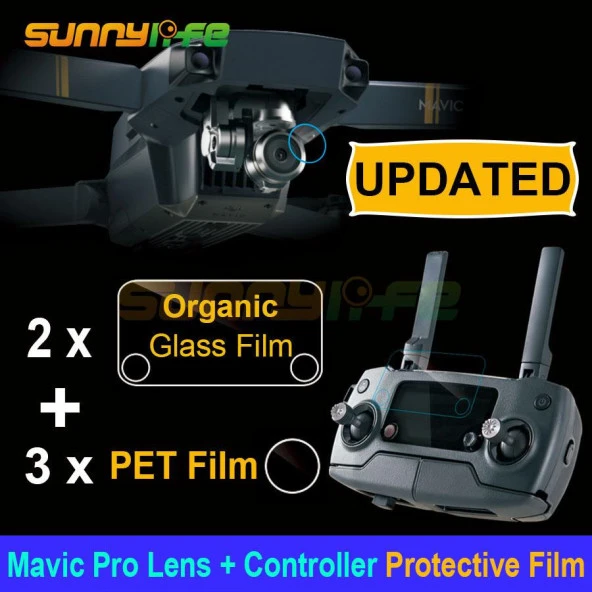 DJI Mavic Pro Platinum HD 3x Kamera Lens Koruyucu Film 2x Kumanda Ekran Organik Cam Filmi ürün görseli 1