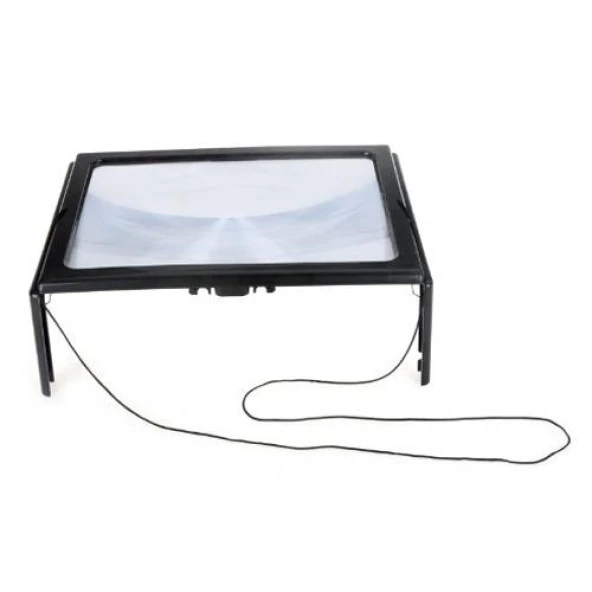 A4 Tam Sayfa PVC 3X Büyüteç LED Işıklı Katlanabilir Okuma Büyüteç ürün görseli 1