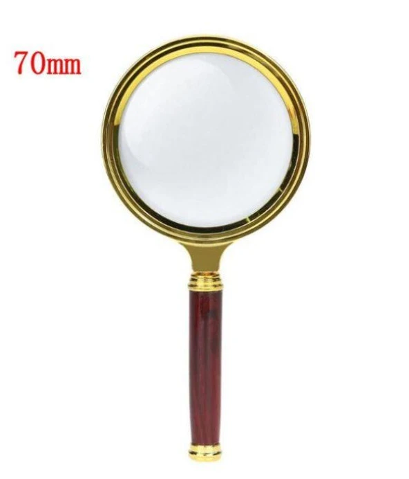 10X 70mm El Büyüteç Sökülebilir Vidalı Yapay Maun Ağacı Sap HD Cam Lens ürün görseli 1
