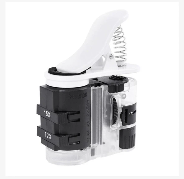 Ayarlı Büyüteç 7-27X 3 Optik Lens Telefon Klipsli UV/Beyaz Işıklı ürün görseli 1