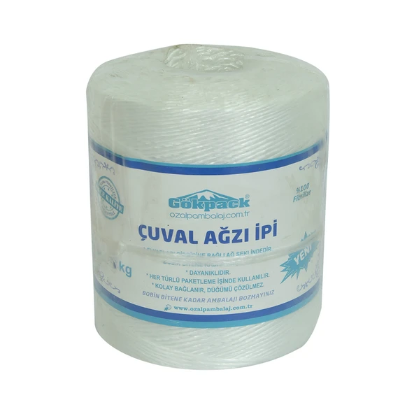 LokmanAVM Çuval Ağzı İpi Yüzde 100 Fibrilizeli Naylon İp Beyaz 1000 Gr 1 Adet ürün görseli 1
