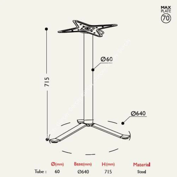 Toplanır Masa Ayağı 11.508 - Taban Çapı 64cm - Resim 2