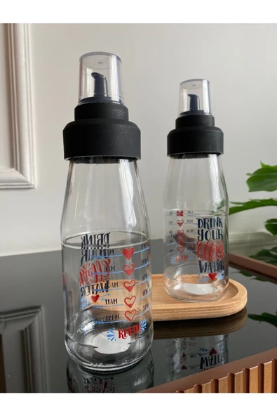 Damlatmaz Akıllı Ahşap Standlı Cam Yağlık Seti - 450 Ml Red ürün görseli 1