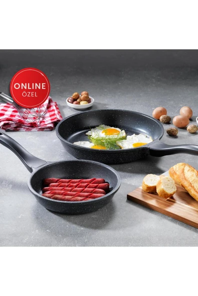 Famos Yanmaz Yapışmaz Döküm Tava Set 2 Parça Gri ürün görseli 1