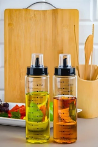 2 Adet Cam 500 ml Akıllı Yağdanlık ürün görseli 1
