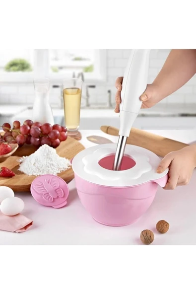 Pembe Hamarat Kapaklı Mikser Kabı 3500ml ürün görseli 1