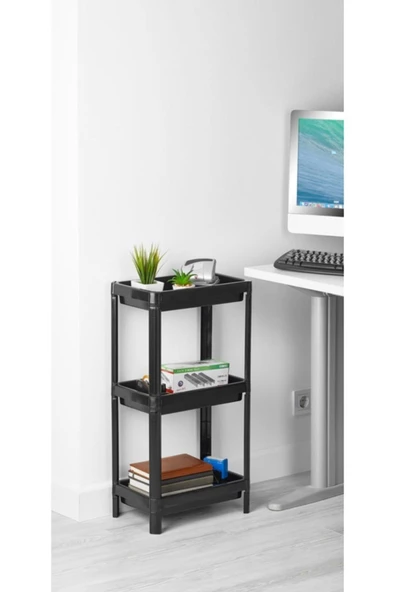 Ikea Vesken 3 Kat Organize Toparlayıcı Raf Ünitesi Siyah ürün görseli 1