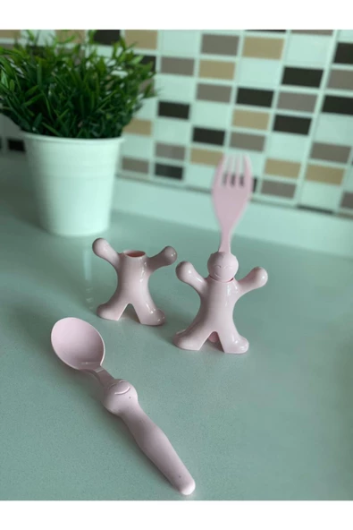 Çocuk Figürlü Mama Kaşığı Ve Çatalı - Lila ürün görseli 1