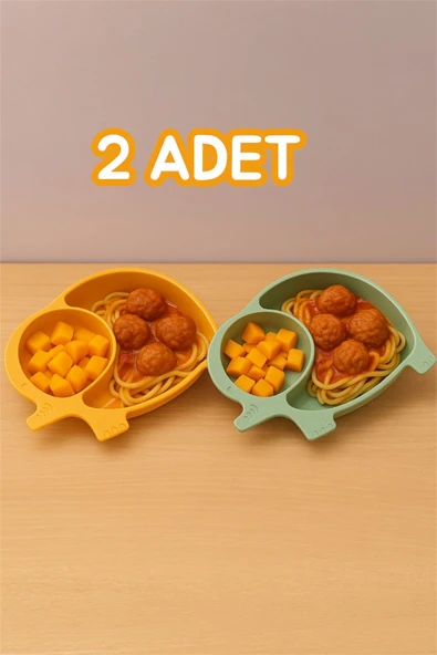 2'li Fil Bölmeli Mama Tabağı 1 Adet Mavi 1 Adet Pembe Bebek Ve Çocuk Bölmeli Yemek Tabağı ürün görseli 1