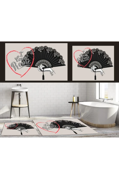 Soley Fan Djt. 2 Li Banyo Paspas Seti Klozet Takımı 1398 01 ürün görseli 1