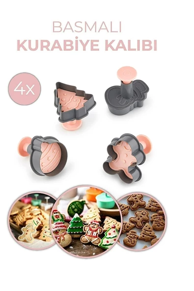 3133 4 Adet Gingerman Çam Ağacı Kardanadam Kurabiye Kalıbı Çocuklar Için Hamur Şekillendirici ürün görseli 1