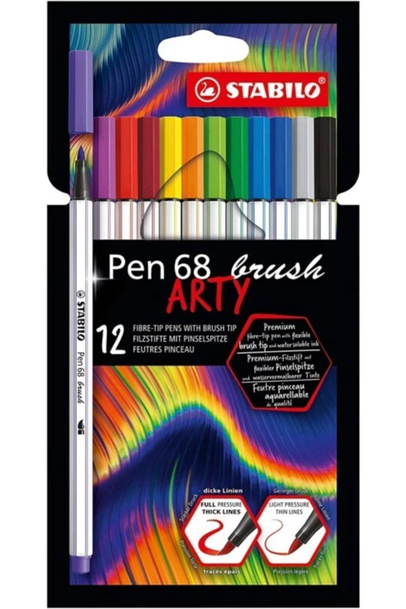 Stabilo Pen 68 Brush Arty Fırça Uçlu Keçeli Kalem Seti 12'li ürün görseli 1