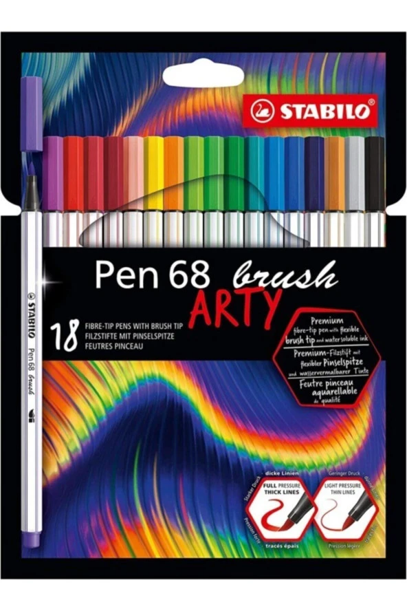 Stabilo Pen 68 Brush Arty Fırça Uçlu Keçeli Kalem Seti 18'li ürün görseli 1