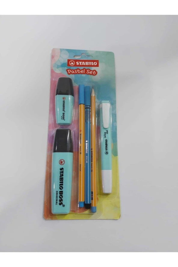 Stabilo Fosforlu Kalem Tek Renk Pastel Set 6 Lı Mavi ürün görseli 1