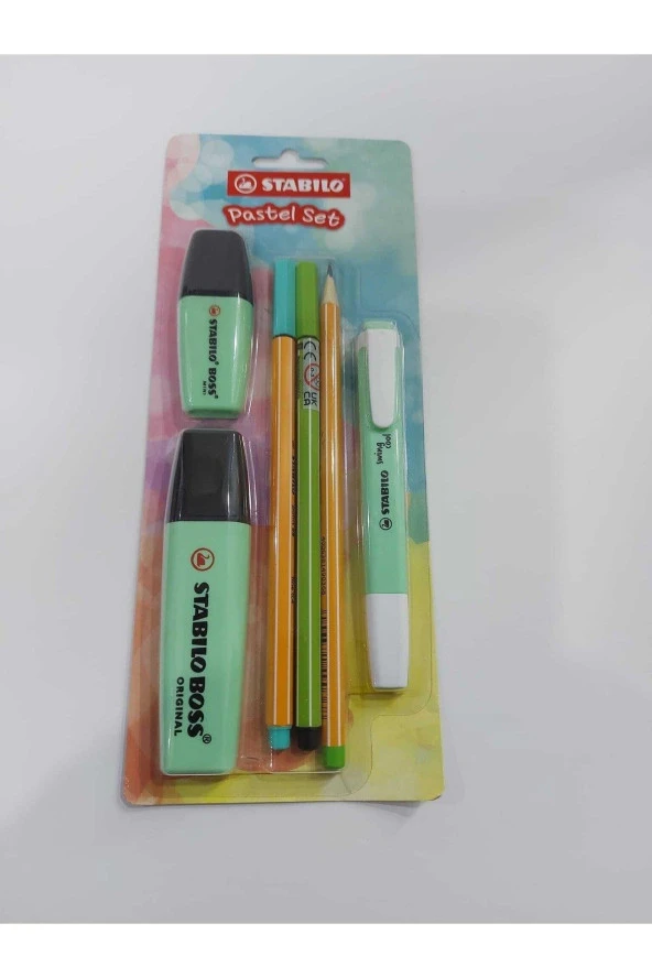 Stabilo Fosforlu Kalem Tek Renk Pastel Set 6 Lı Yeşil ürün görseli 1