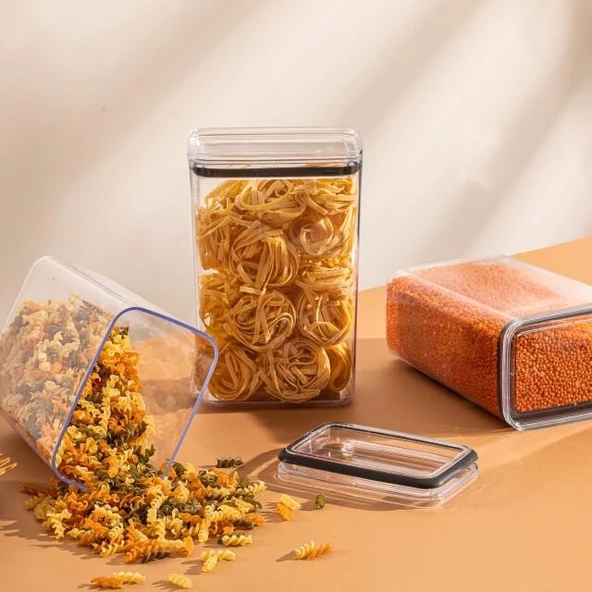 Vakumlu Hava Almaz Saklama Kabı Seti Erzak Kabı Dikdörtgen 12Adet 3100ML ürün görseli 1