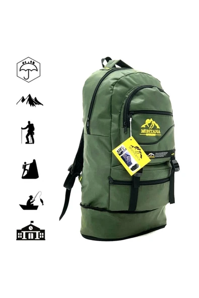 Montana Unisex Haki Körüklü 65 lt Kapasiteli Dağcı Sırt Çantası ürün görseli 1